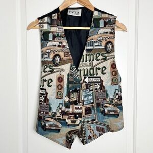 Vintage Facets by Mirrors City Street Life Tapestry Adjustable Vest - Size Large